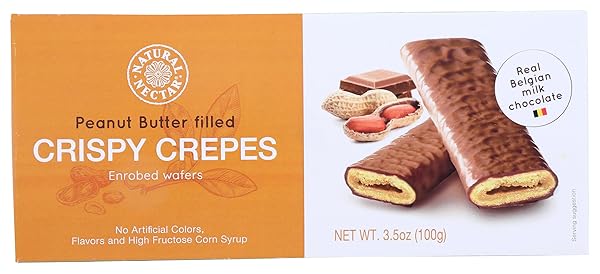 NATURAL NECTAR MILK CHOCOLATE PEANUT BUTTER CRISPY CREPES, 3.5 OZ (PACK OF 1)