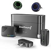 ZealSound Wireless Lavalier Microphone for iPhone iPad Android Tablets PC Camera(USB-C/Lightning/DSLR) -2.4GHz Noise Reduction/40H Battery Life with Charging Case,1000ft,Magnetic Clip for Podcast Vlog