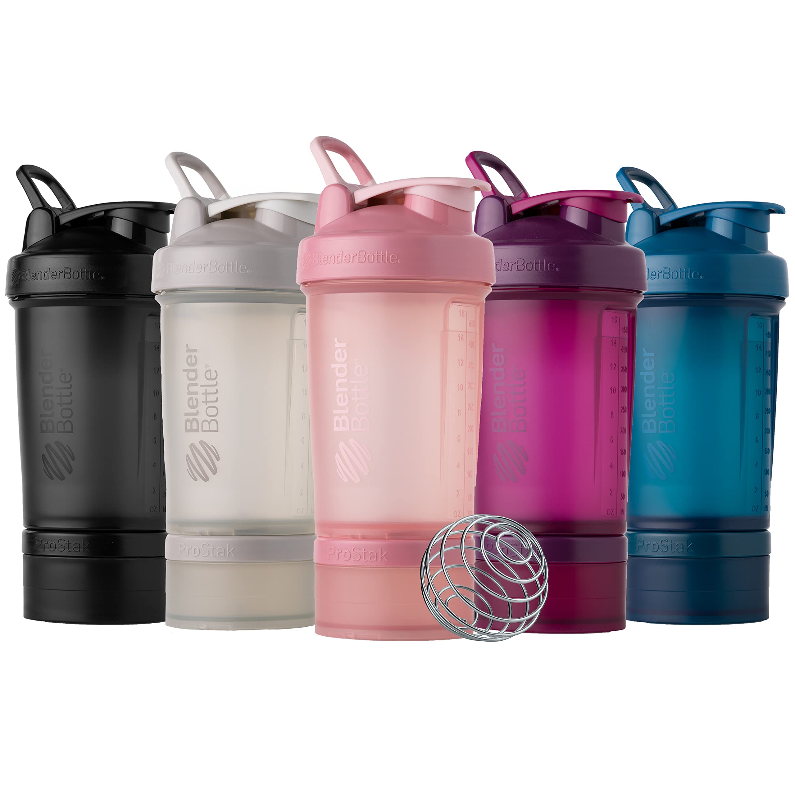 BlenderBottle Shaker Bottle with Pill Organizer and Storage for Protein Powder, Classic V2 ProStak System, 22-Ounce, Rose Pink