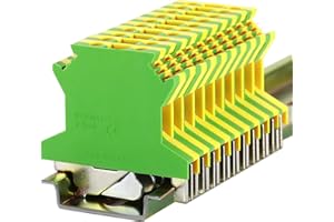 Erayco USLKG2.5 DIN Rail Mounted Ground Circuit Connection Terminal Block, 600V 20A, 24-12 AWG, Screw Clamp (Pack of 20)