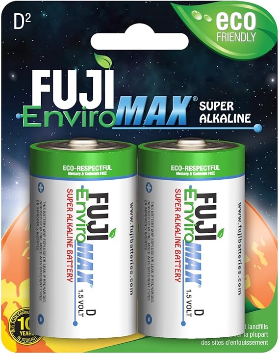 FUJI Novel Batteries Enviromax 2 Pack D Batteries, 2 Count