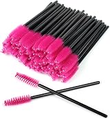 SWKJ 60 PCS Disposable Eyelash Brushes Spoolies Rose Red Cosmetic Wands