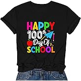 Happy 100 Days of School Shirt, Womens 100 Days in The Book, 100 Days of School Teacher Appreciation Short Sleeve Shirts