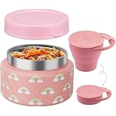 Zenvory 10oz Soup Thermo for Hot Food Silicone Snack Cup Set for Kids Lunch Thermo Leak-Proof Vacuum Stainless Steel Wide Mouth Food Jar for School Travel