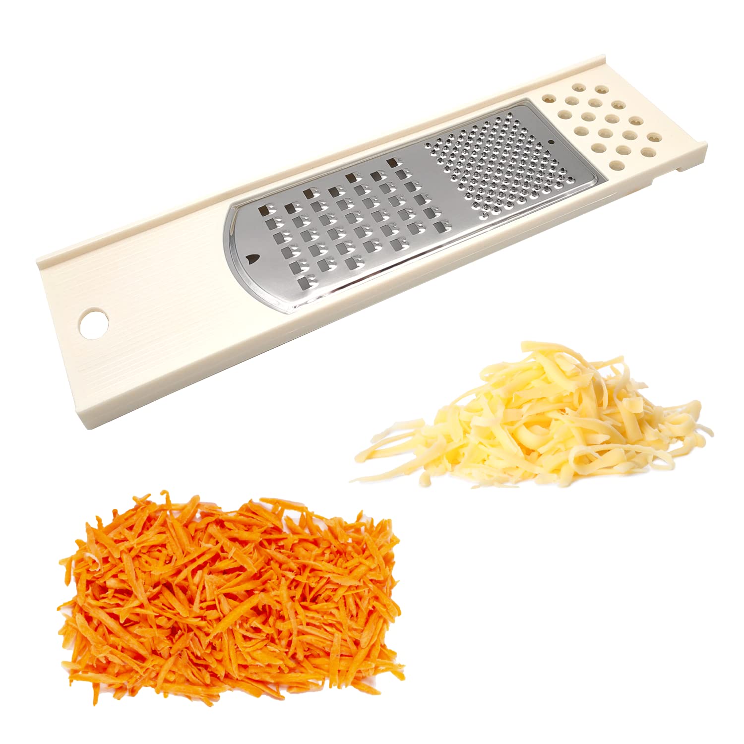 Powersell Manual Cheese Grater, Coarse and Fine Mandolin, Zester for Grain, Parmesan, Citrus, Lemon, Ginger, Chocolate, Fruit Vegetables, Carrots, Stainless Steel Dishwasher Safe