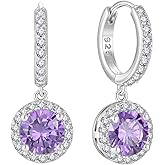 Starchenie Huggie Hoop Earrings 925 Sterling Silver Birthstones Dangel Drop Earrings Gift for Women