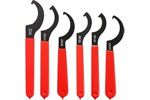 ECOMAID 6PCS Coilover Spanner Wrench Set, C-Shape Shock Coilover Spanner Wrench, Steel Spanner Wrench Hook Tools for Suspensi