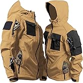 YKS JOOB Men's Outdoor Tactical Jacket Softshell Waterproof Lightweight Windbreaker Multi Pockets Camping Hiking Jackets