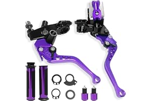 VUOZIP 7/8" 22mm Motorcycle Brake Lever Handlebar Master Cylinder Clutch Levers Left & Right Set + Hand Grips + Handlebar Ends Set for Harley Honda Kawasaki Suzuki Yamaha (Purple)