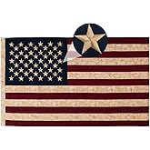 AMZFLAG Cotton Vintage American Flag 3x5 ft for Outside, Tea-Stained American USA Flags Heavy Duty Antiqued US Flags Cloth Aged Style with 2 Brass Grommet 4th of July 250 Anniversary