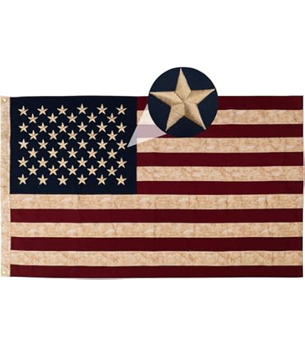 Amazon.com : Vintage USA Flag - 3x5ft Tea Stained Embroidered Flag