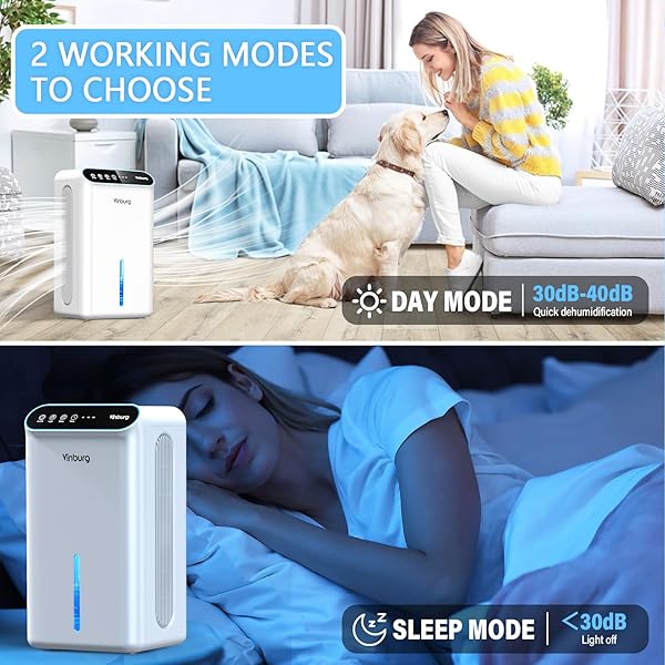 DEHUMIDIFIER FOR HOME 1000 SQ.FT – SMALL QUIET DEHUMIDIFIER WITH AUTO SHUT OFF, AROMATHERAPY, 3 GEAR TIMER, SLEEP MODE, 7-COLOR LED LIGHT, DRAIN HOSE FOR BEDROOM, BATHROOM, BASEMENT, RV(MILKY WHITE)