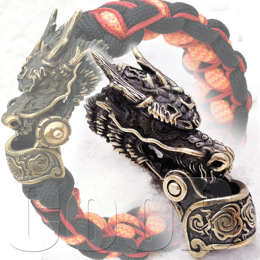 Solid Bronze Paracord Clasp Buckle Shackle Lock Bead DRAGON - Luxury Metal Hand-Casted Clasps Buckles Shackles for Custom Paracord Bracelet Braceletes Making