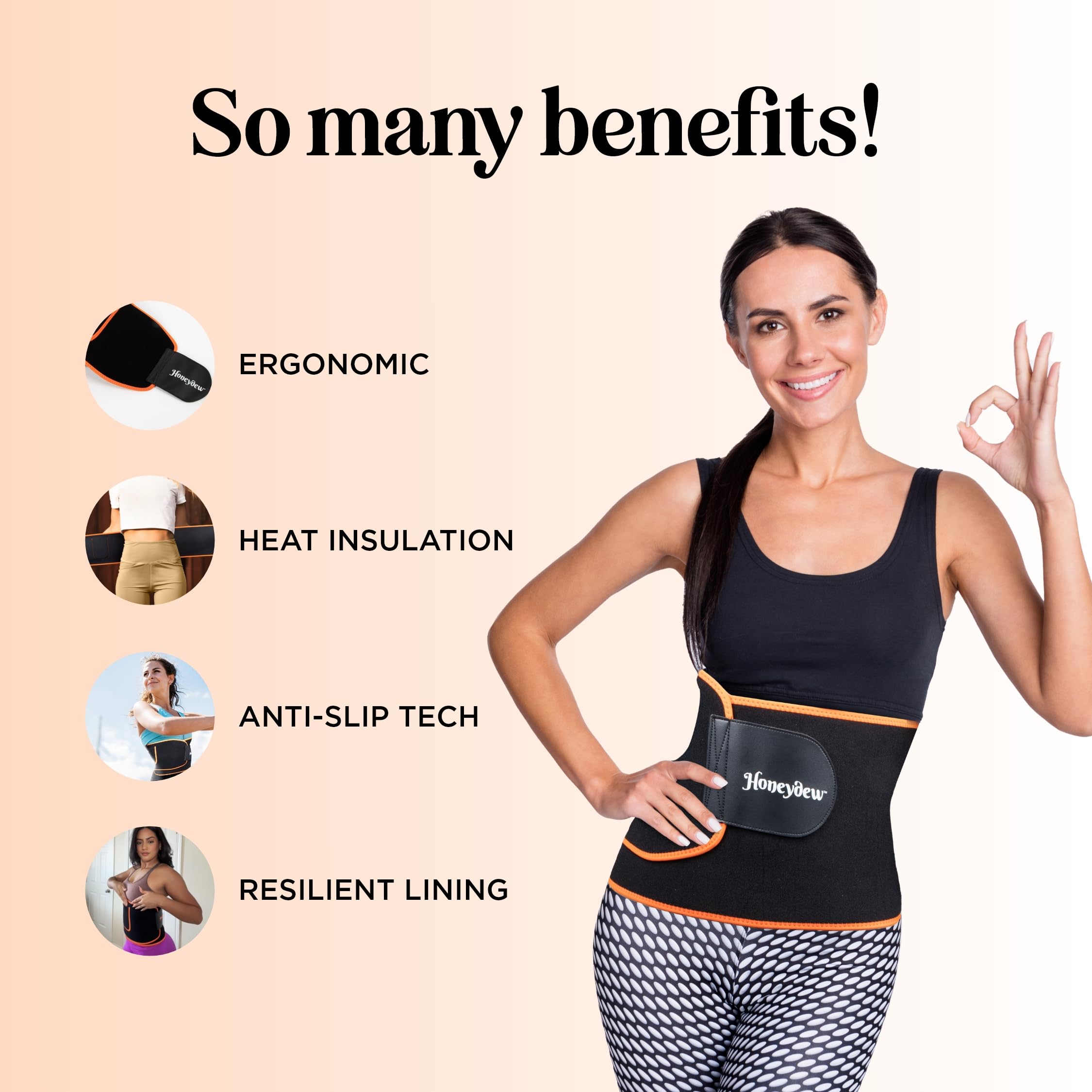 HONEYDEW Sweatband Waist Trainer for Women and Men - Body Toning Neoprene Sweat Shaper for Women for Maximum Belly Reduction
