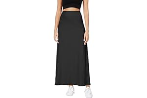 Urban CoCo Elastic Waist A-Line Long Maxi Skirt Below Knee for Women Fall Winter