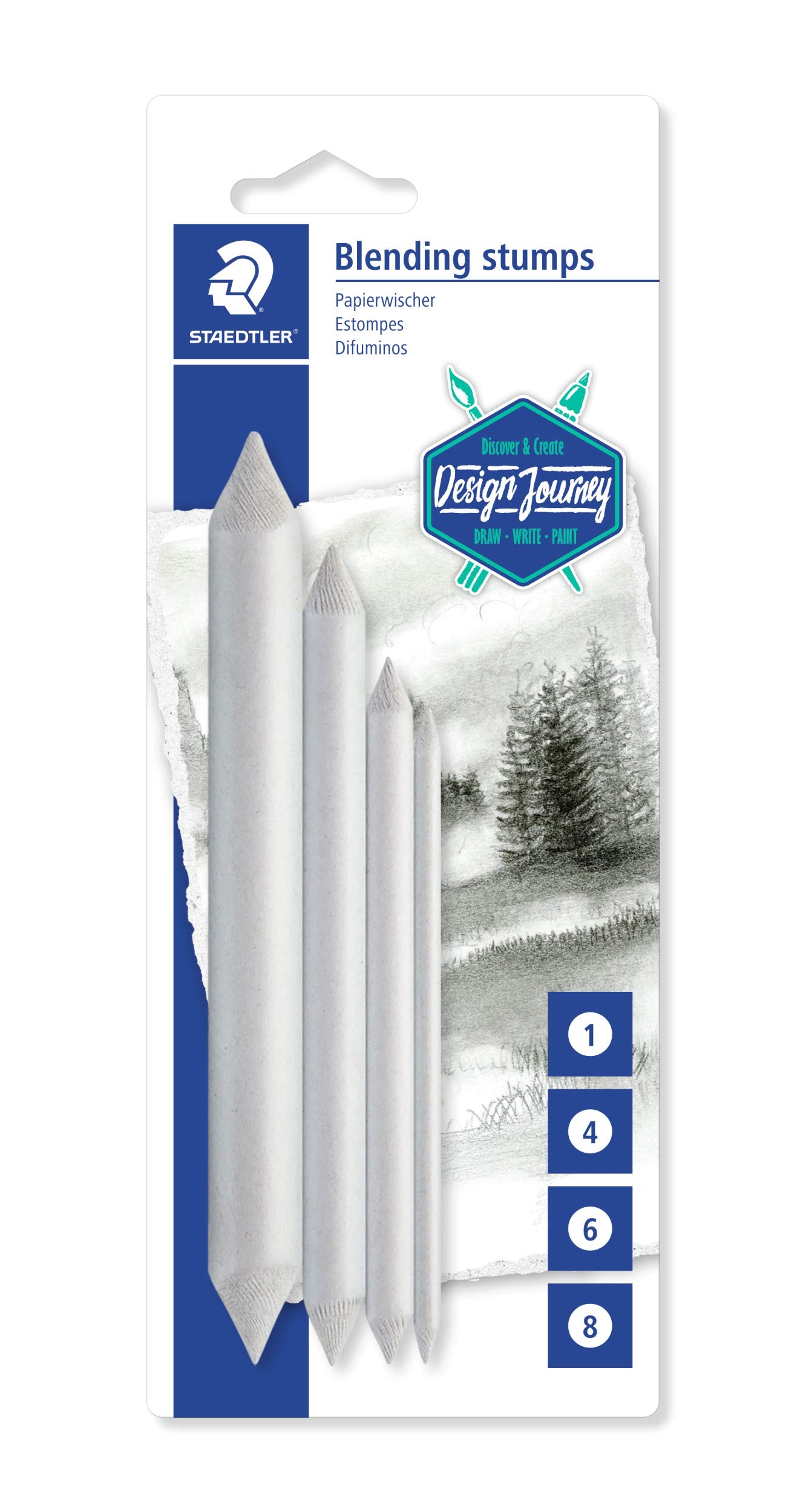 STAEDTLER 5426-S BK4 Design Journey Paper Blending Stumps (Pack of 4 Stumps in Assorted Sizes)