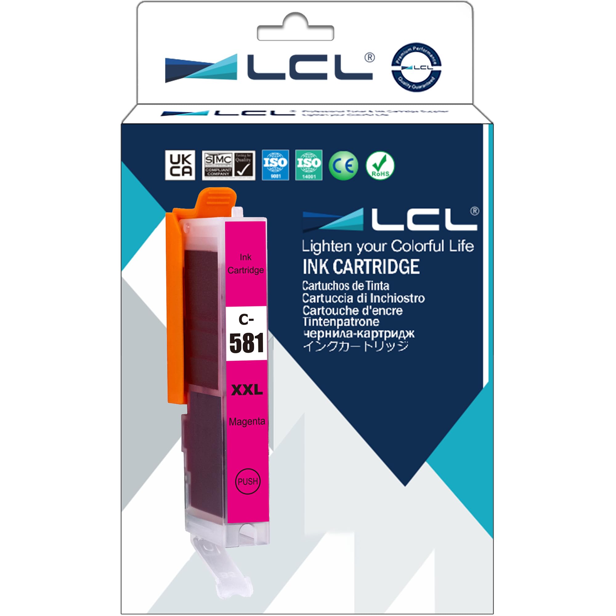 LCL Compatible Ink Cartridge CLI-581 CLI-581M CLI-581XL CLI-581XXL M 1996C001 12.5ml (1Magenta) Replacement for Canon Pixma TR7550 TR8550 TS6150 TS6151 TS6250 TS8150 TS8151 TS8152 TS9150 TS9155 TS9550