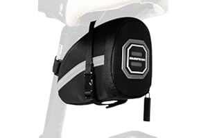 Sunpeak Bike Seat Bag Bicycle Saddle Bag Under Seat Waterproof Reflective Cycling Saddle Pack for Mountain Road Bikes Black