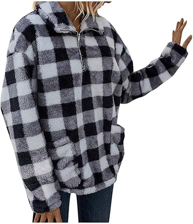 checkered fleece pullover