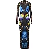 JW PEI Women's Butterfly Mesh Maxi Dress