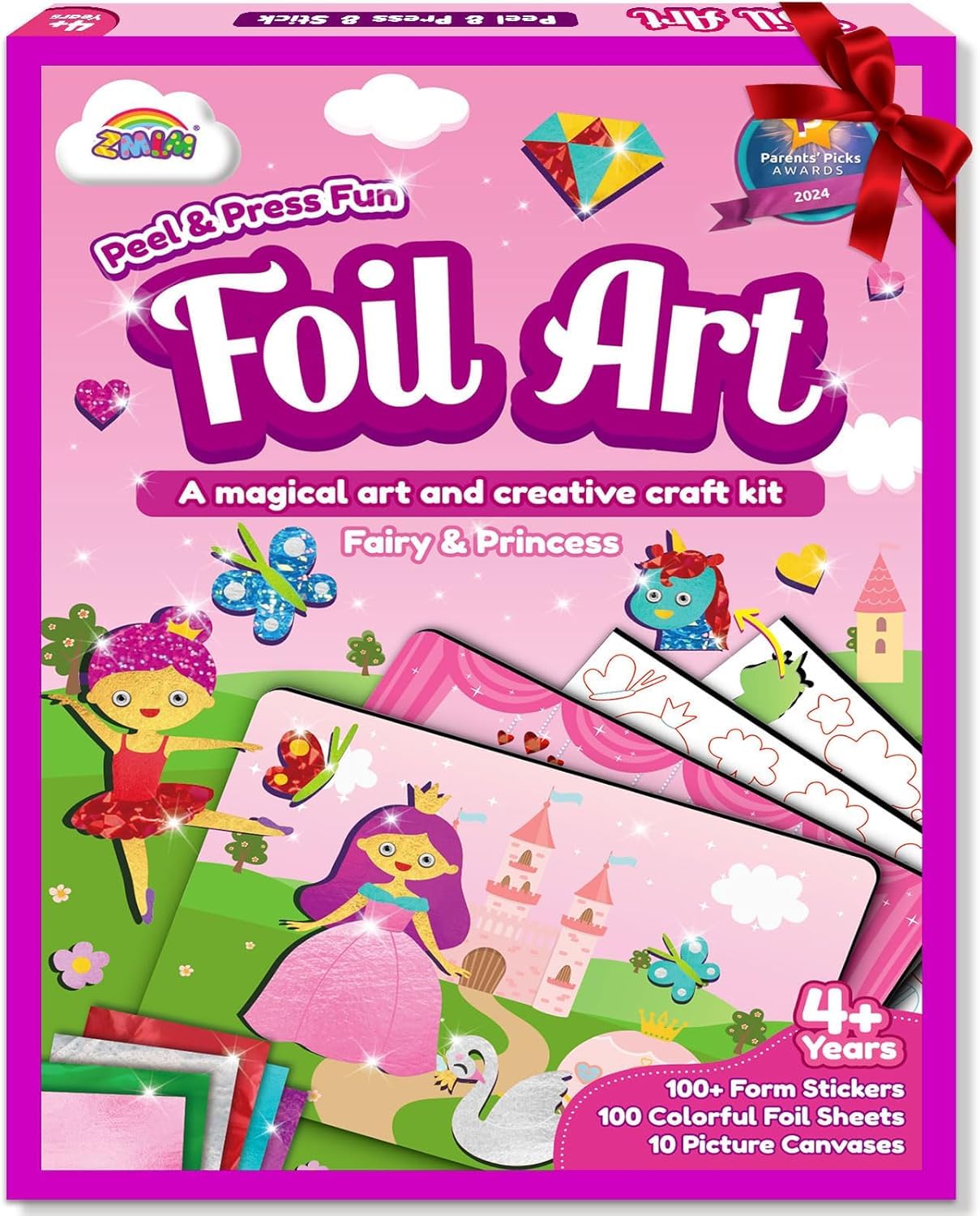 ZMLM Foil Art Craft Kits for Kids - Foil Craft for 4 Year Old Girl Gifts, Fun Mess Free Colouring Arts and Crafts Birthdays Present Travel Toys for 4 Year Old Girls