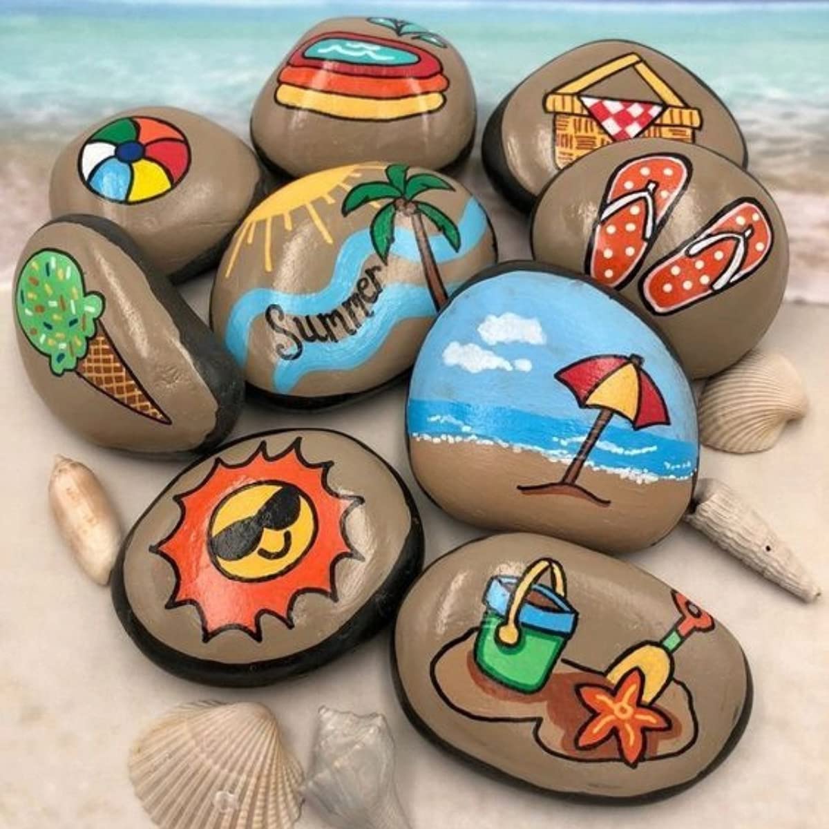 VELLES Black Pebbles for Painting - Garden Stones Decorative Large Rocks Aquarium Gravel Pebble Art Rock Painting Decor