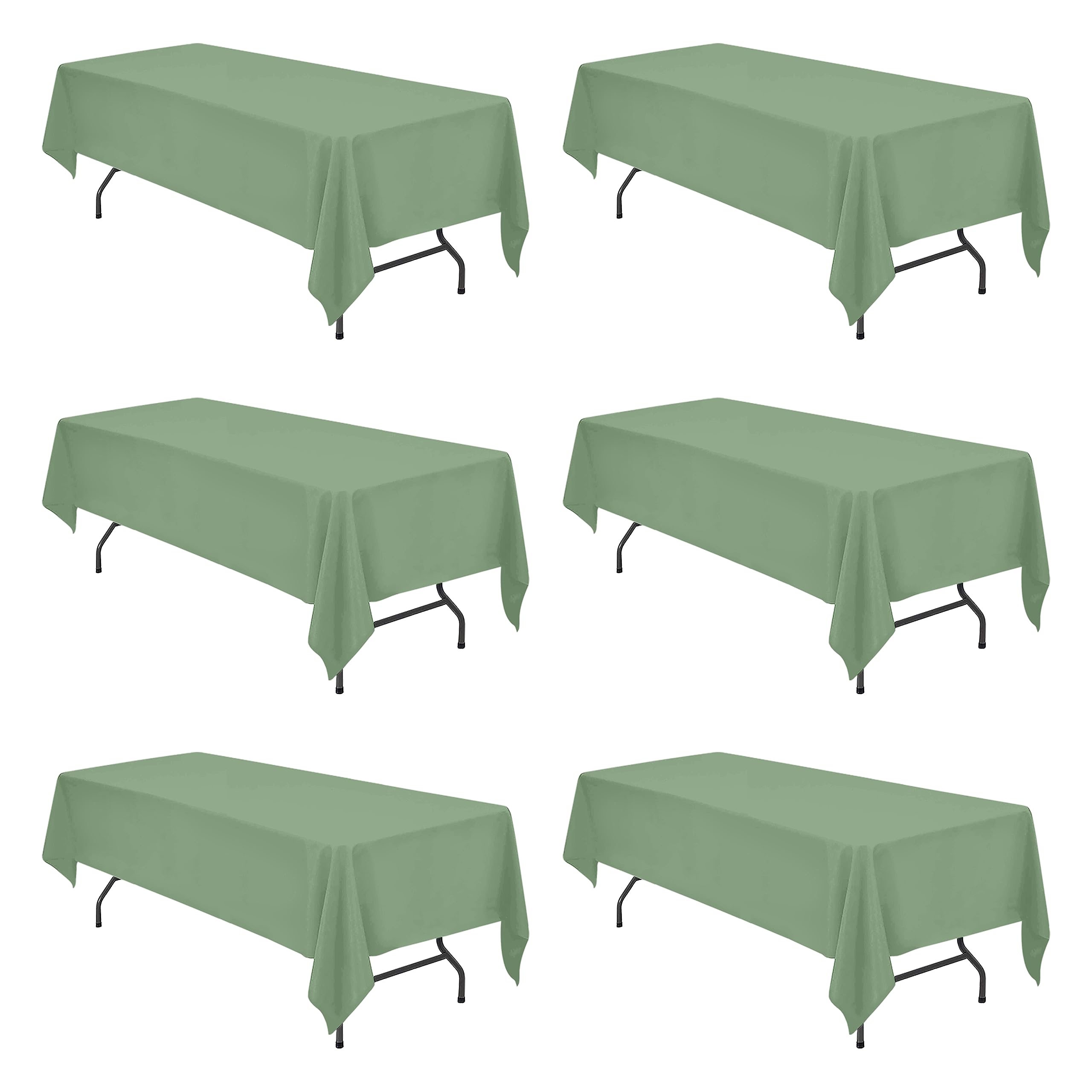 Photo 1 of BRILLMAX 6 Pack Sage Green Tablecloths for 8 Foot Rectangle Tables 60 x 126 Inch - 8ft Rectangular Bulk Linen Polyester Fabric Washable Cloth Cover for Wedding Reception Banquet Birthday Party