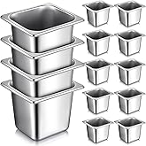 Rtteri 22 Pcs 1/6 Size 6 Inch Deep Stainless Steel Hotel Pans Set: 16 Metal Buffet Steam Table Pans with 2 Tongs & 4 Spoons – Stackable & Anti Jam, Commercial Restaurant Catering Kitchen Food Prep
