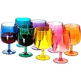 KX-WARE Classic Acrylic All-Purpose Wine Glasses, 12-ounce Plastic Stem Wine Glasses, set of 8 Multicolor