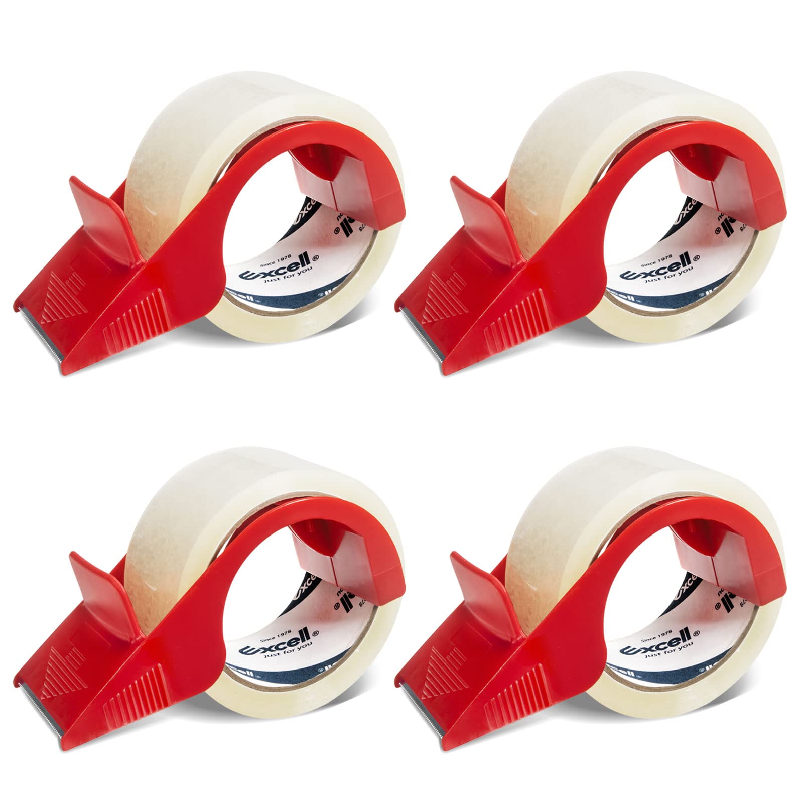 Excell Anti-BACKFLOW Lightweight Tape Dispenser (2" Wide) with 1 Roll Tape: Easy to use with Anti-backflow Clip to Prevent rewinding. Lightweight Plastic Design for Easy handling.
