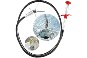 QWATUY Drain Snake Hair Drain Clog Remover Tool - Flexible Gripping Claw Pickup Reach Tool with 4 Claws for Trash Pickup, Home and Kitchen Sinks, Drains, Toilets (34 Inch)