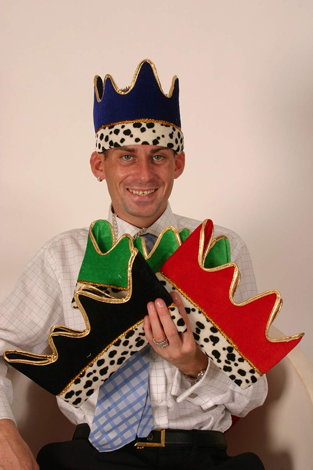 Fancy Dress Crown Hat with Ermine Cuff - Black