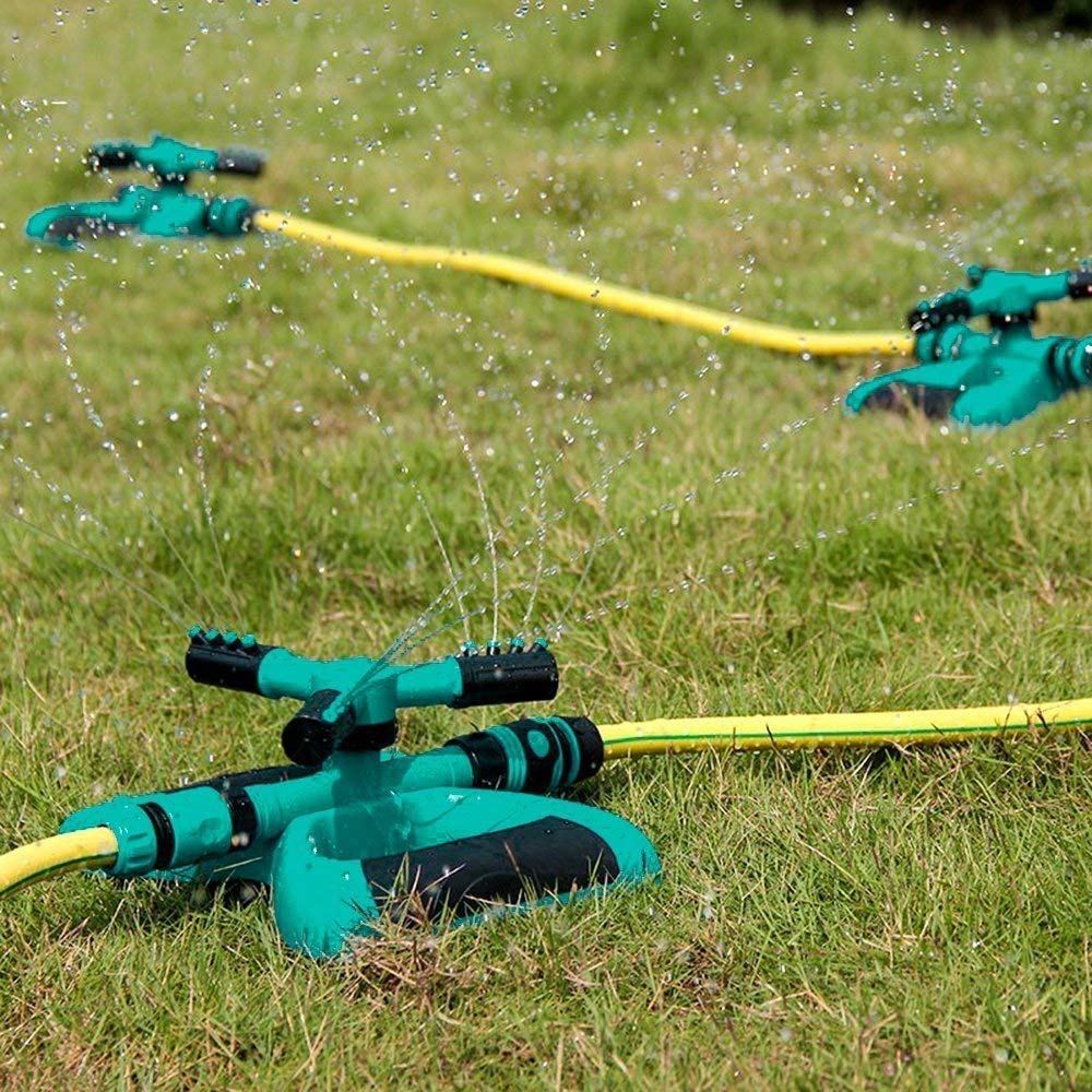 OriFiil Garden Sprinkler,360° Fully Circle Rotating Water Sprinkler Garden Pipe Hose Irrigation, 2 Sprinkler Head for Gardens & Lawns Irrigation (Green (Upgraded))