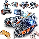 HOGOKIDS 5 in 1 STEM Building Set with LED Light - APP & Remote Controlled Cars Building Toys Kit, RC Robot Tank Sleigh Tracked Racer 604 PCS, Toy Gifts for Kids Boys Girls Ages 6 7 8 9 10 11 12+ Year