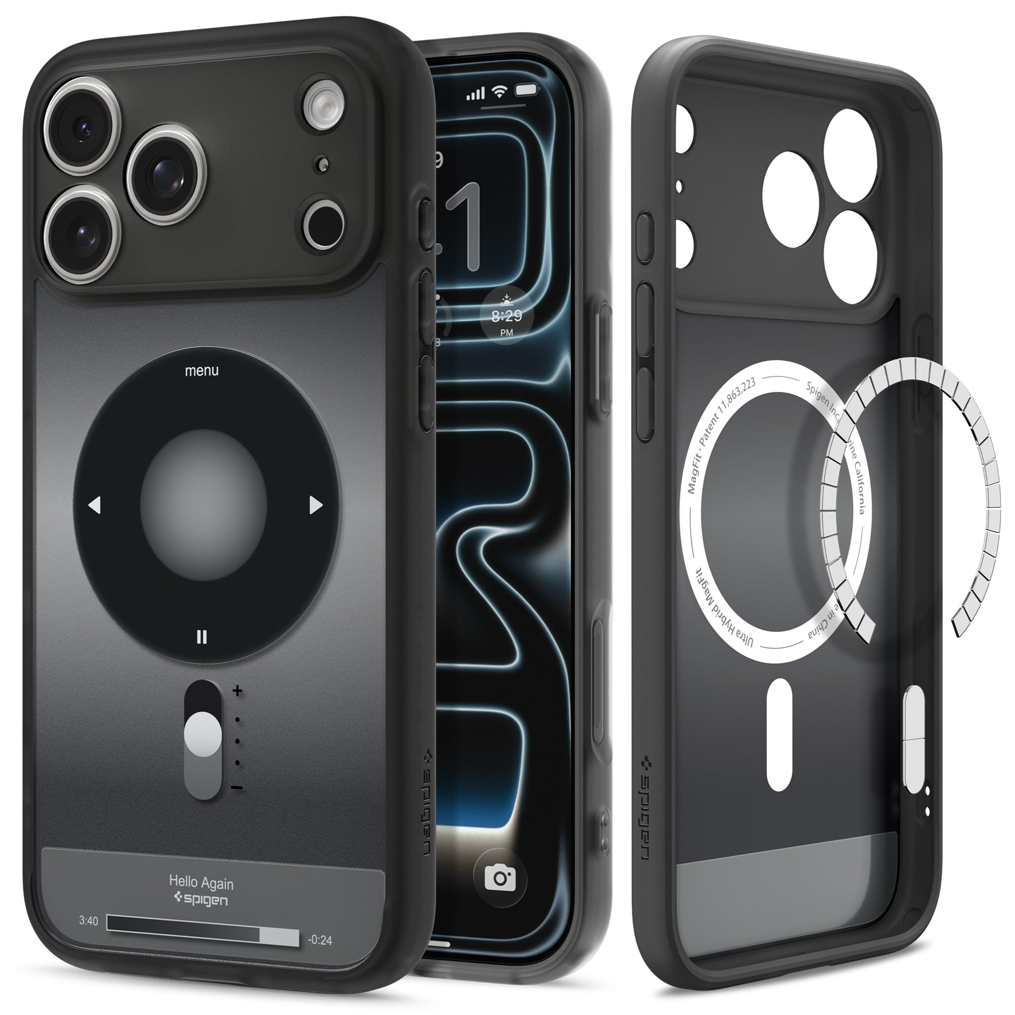 Spigen Ultra Hybrid MagFit Funda de impresión digital directa para iPhone 17 Pro Max [Diseño personalizado] [Compatible con Magsafe] - Negro clásico