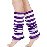 Junely Leg Warmers for Women Striped Leg Warmer Knit Legwarmers Cosplay Costume Accessories
