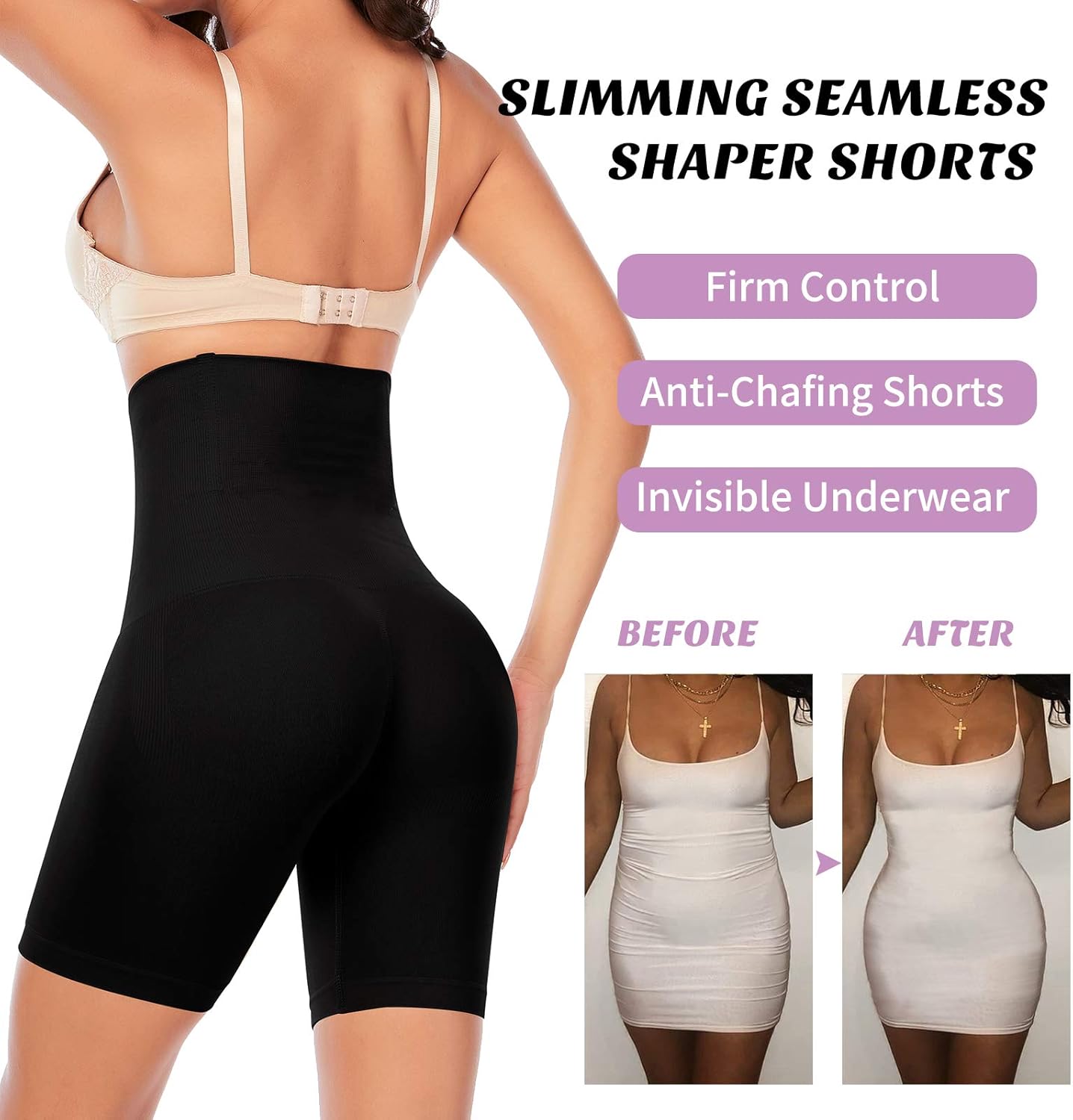 Shapewear Shorts for Women Thigh Slimmer Panties Under Dress Tummy Control Slip Shorts Body Shaper at  Women’s Clothing store