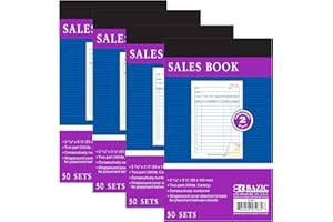 BAZIC Products General Purpose Sales Order Book, 3 11/32" x 5 5/8", 50 Sets Per Book, Sales Book 2 Part Carbonless, White & B