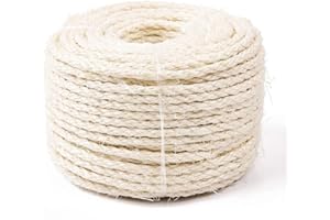 Yangbaga Sisal Rope for Cats 66FT, Hemp Rope for Scracthing Post Replacement, Odor Free 1/4in Diameter, Come with a Play Ball