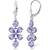 Galaxy Gold GG 14k White Gold Tanzanite Flower Dangle Earrings