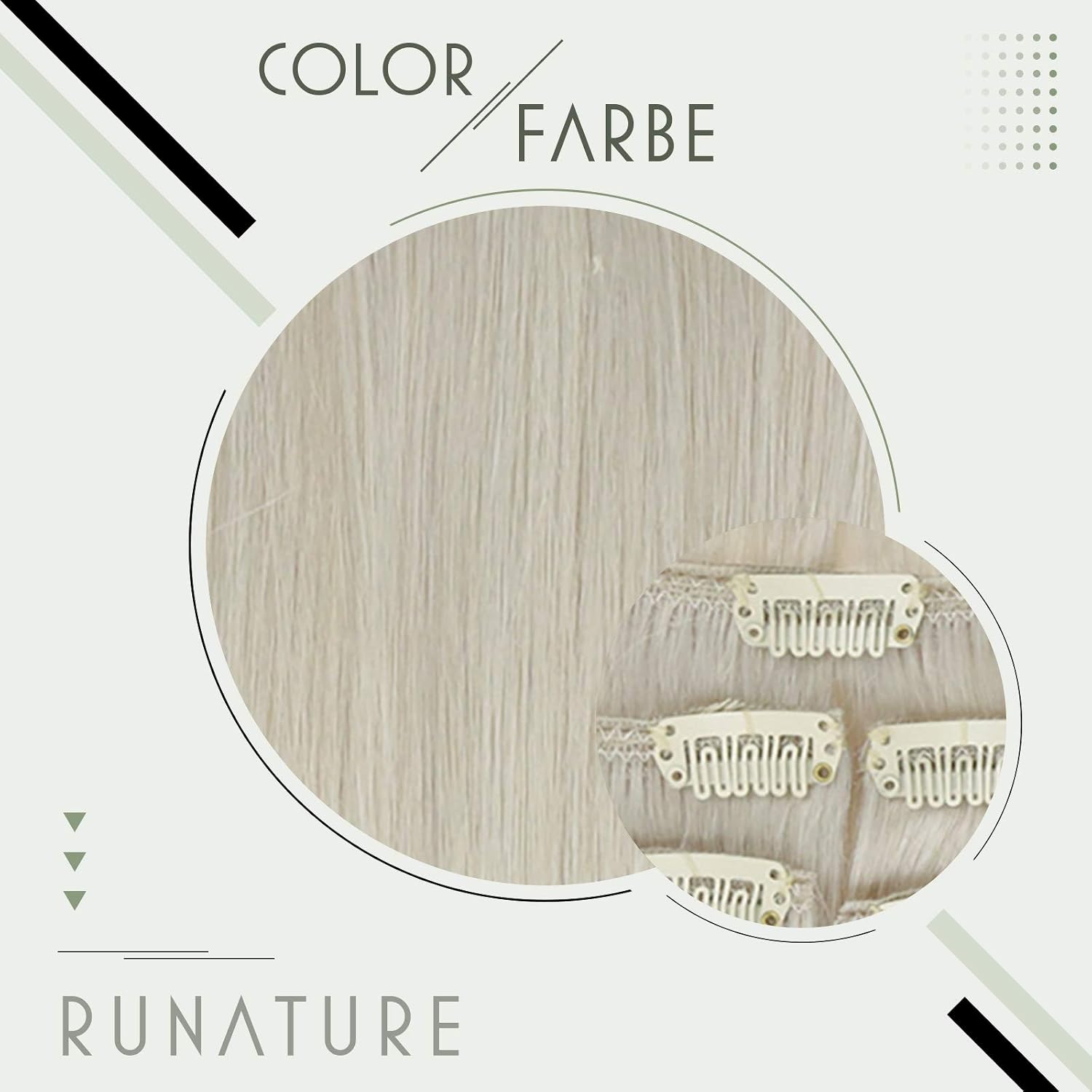 RUNATURE White Blonde Hair Extensions Clip in Real Hair Blonde Clip on Hair Extensions Human Hair Blonde Clip in Extensions Double Weft Straight 12 Inch 80 Gram - Image 5