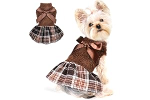 SHIFENMEI XXS Dog Clothes Girl Dog Dress Dog Spring Clothes for Small Dogs Girl Dog Dresses XXS XS Dog Clothes for Chihuahua Yorkie Teacup Pet Coat Dog Outfit Cat Apparel, XS, Coffee