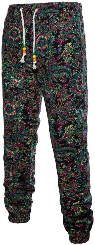 Mumustar Mens Jogger Pants Haren Trousers Leggings Floral Printed Sweatpants Sports Casual Home Loungewear