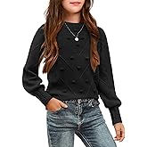 Arshiner Kid Girls Crew Neck Lantern Sleeve Sweater Cute Jumper Top Pullover Outwear 5-13 Years