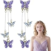 Purple Butterfly Earrings for Women with Lavender Dress, Sparkle Crystal Halloween Dangle Earrings for Fairy Dress, Butterfly Costume & Singer Costume Outfits