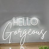 Hello Gorgeous Neon Signs for Wall Decor, 16.9 * 10.7 Inches Hello Gorgeous Neon Lights for Home Party Wedding Bar Club, Neon Sign Wall Decorations Home Party Decor, INSNEnN