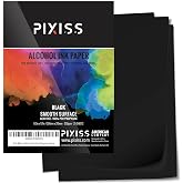 Black Alcohol Ink Paper - 25 Sheets Pixiss Heavy Weight Art Paper for Alcohol Ink &amp; Watercolor - Extra Smooth Synthetic Paper A4 8x12 inches, 300gsm