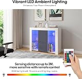 Panana Sideboard Cupboard Unit 4 Glass Shelves Cabinet RGB LED Lighted (Gray) view 4