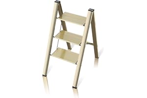 FLYGENERAL 3 Step Ladder, Folding Ladder Stool, Wider Upgraded Non-Slip Treads, Portable Lightweight Ladder for Home and Kitchen, Holds up to 330 Lbs.