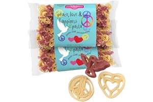 Pastabilities Peace Love & Happiness Pasta, Fun Shaped Heart, Peace Signs and Dove Noodles for Kids, 14 oz (2 Pack) Perfect for Gifts, Non-GMO Natural Wheat Pasta, Kosher Certified, Vegan Plant Based